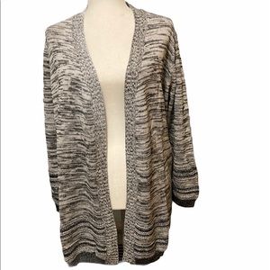 Woman Within Black & White Woven Open Front Cardigan NWT